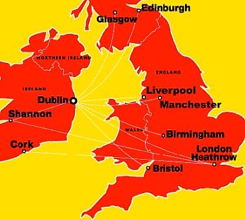 Aer Lingus Eire / UK route map