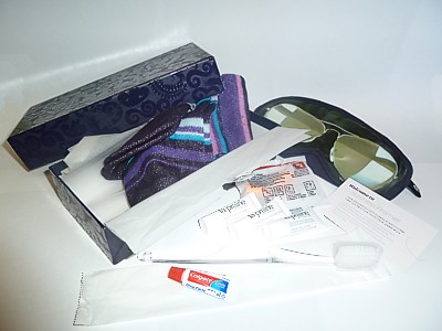 Air New Zealand Business Premier Amenity Kit with socks, toothpaste and moisturiser June 2011