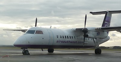 Air Southwest Dash 8 at Newquay Jan 2011