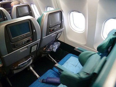Cathay Pacific Airbus A340 Economy Class seat Jan 2011