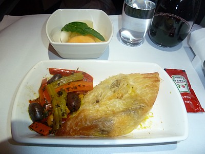 Cathay Pacific inflight food SYD til HKG juli 2014