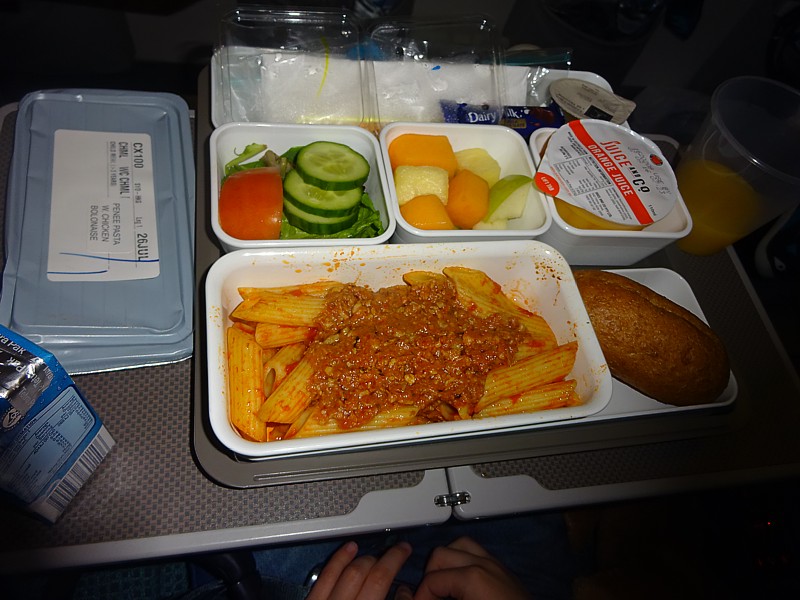 Cathay Pacific Inflight meal Business Class HKG SYD iulie 2016