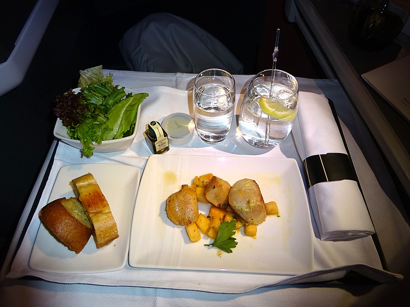 Cathay Pacific za Letu Jídlo Business Class Childs jídlo HKG SYD. července 2016