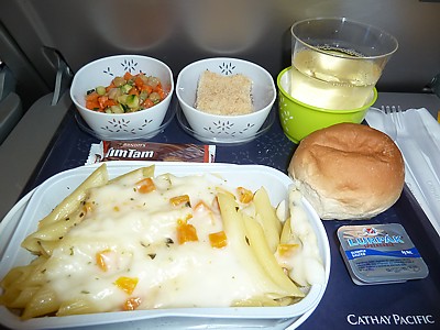 Comida a bordo de Cathay Pacific HKG a LHR Enero de 2011