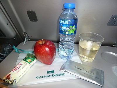 Comida a bordo de Cathay Pacific HKG a LHR Enero de 2011