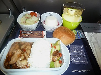 Comida a bordo de Cathay Pacific HKG a SYD Enero de 2011