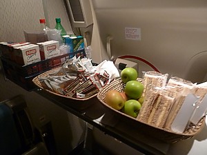 Cathay Pacific inflight snackbar on a 747, Jan 2011