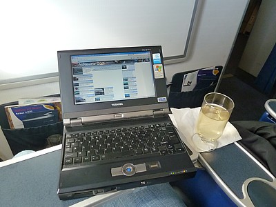 Airreview being written from my favourite seat, 1A on a BA A320 Jan 2011