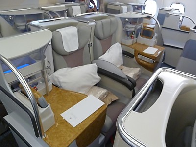Emirates A380 business class seats Dec 2011