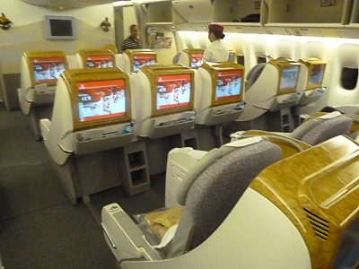 Emirates Boeing 777 business class seats Sept 2011