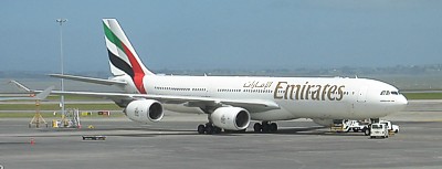 Emirates Airbus A340 at Auckland December 2007