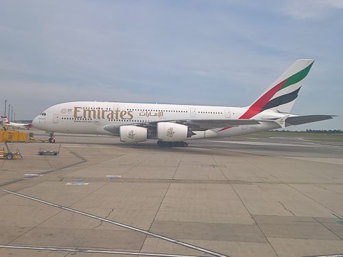Emirates Airline A380 at Vienna June 2018