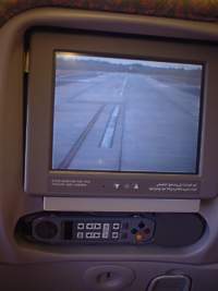 Emirates B777 Seatback video - view from the landing camera at Auckland Jan 2004