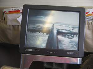 Iberia A340  personal TV with tail camera Feb 2007