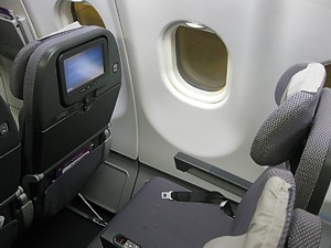 Qantas A330-200 economy seats and TV Screen
