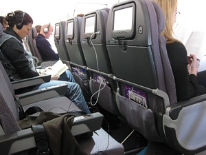 Qantas A330-200 economy seats and power socket