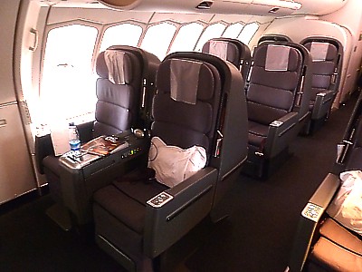 Qantas Business Class seat Boeing 747 June 2011