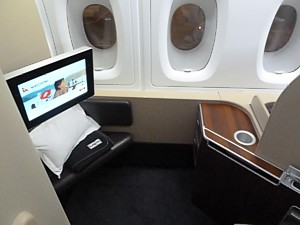 Qantas First Class seat & IFE Airbus A380 Nov 2011