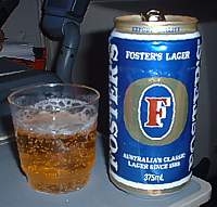 Fosters in a 747-300 exit seat June 2003