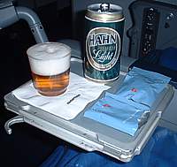 Hahn light in a 747-400 bulkhead seat May 2003
