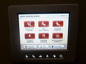 Qantas A380 TV screen and seat inflight entertainment controller Nov 2011