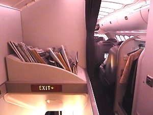 Qantas business class newspapers on the Boeing 747 June 2011
