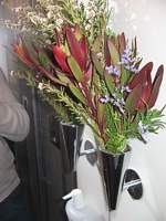 Qantas 747 flowers in the bathroom April 2007