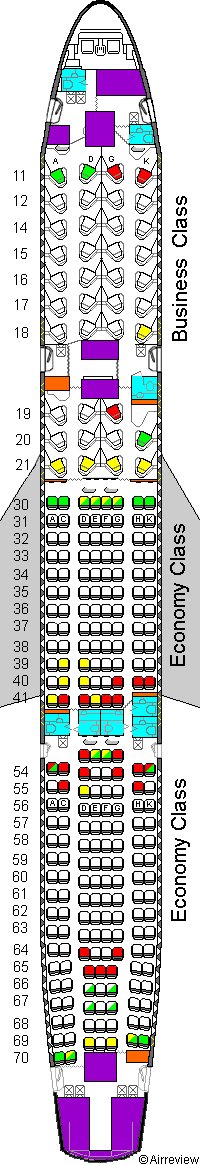 Cathay Pacific A330-300 (A33E) seating plan