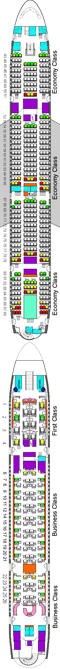 Emirates Airlines A380 seating plan