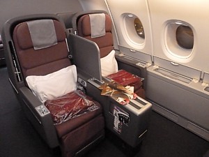Qantas Airlines A380 Business Class seat 14A
